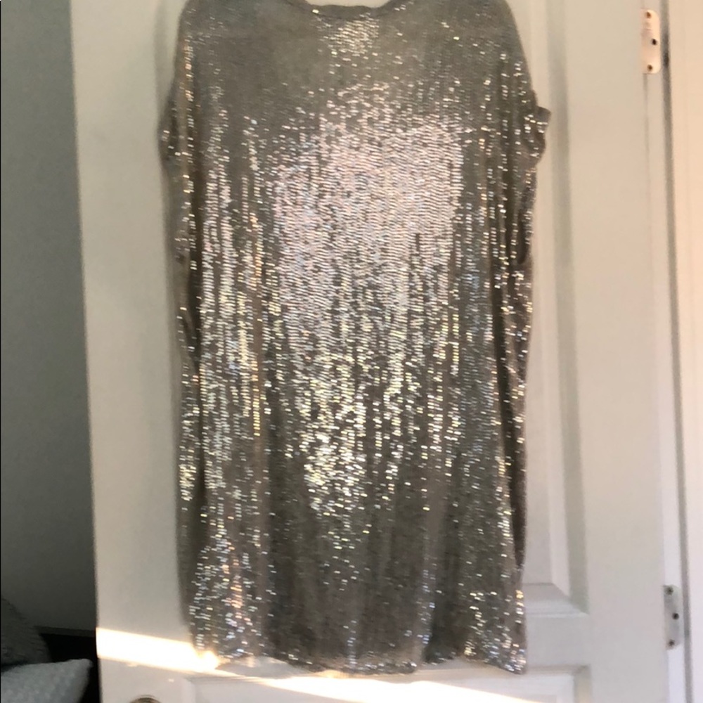 DIANE VON FURSTENBERG GREYISH TAUPE SEQUINED DRESS - Picture 6 of 8